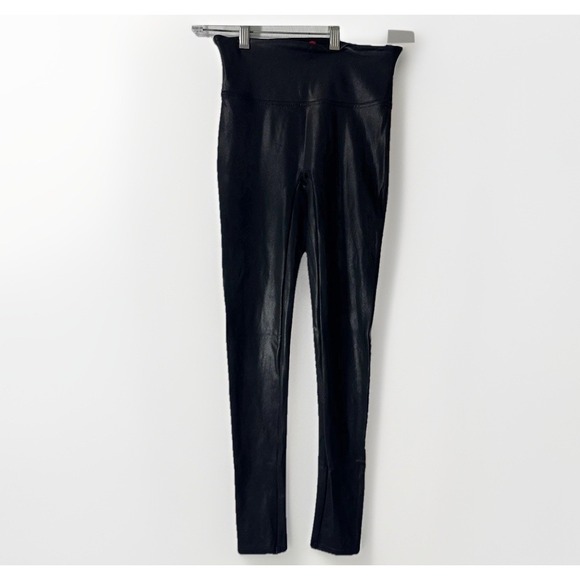SPANX Pants - Spanx Leggings Women's Small/Petite (24x25.5) Faux Leather Shiny Black High Rise